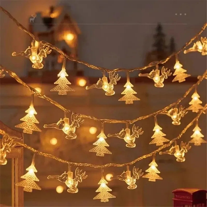 3m 2025 decoração de natal para casa luzes de natal floco de neve luzes da corda fada lâmpada led ano novo 2026 árvore jardim