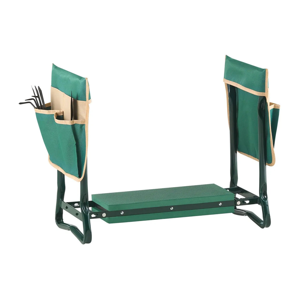 Heavy Duty 6 in Wide Garden Kneeler Seat Folding Garden Stool with 2 Tool Bags Garden Tools Accessory