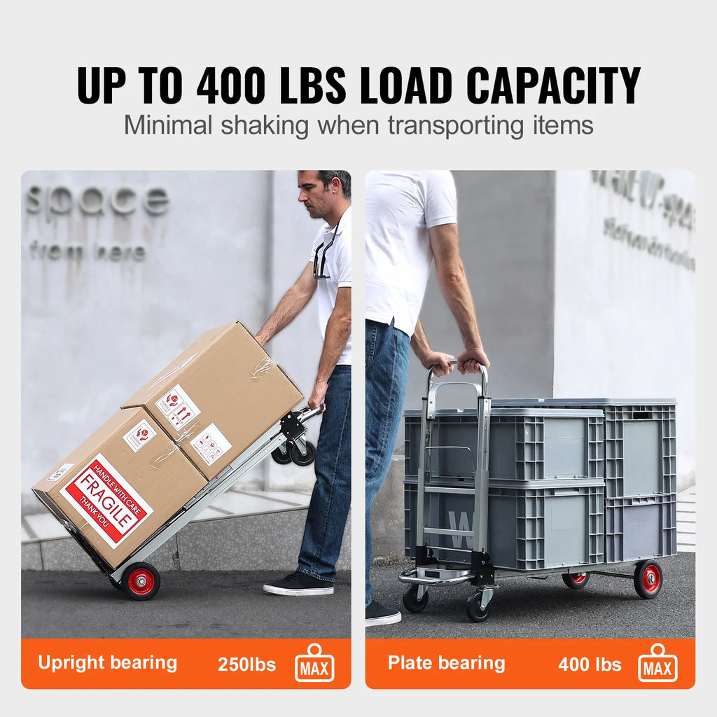 SucceBuy 400 libras de caminhão de mão dobrável leve dolly com rodas carrinho de utilidade de bagagem dobrável para transporte de armazém em movimento