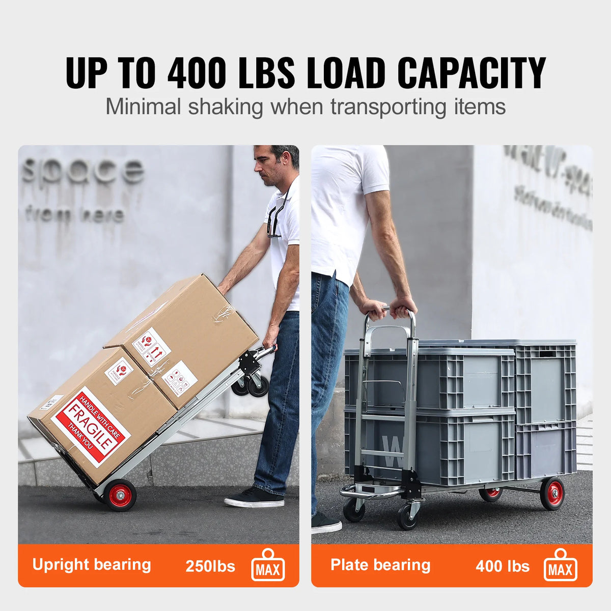 SucceBuy 400 libras de caminhão de mão dobrável leve dolly com rodas carrinho de utilidade de bagagem dobrável para transporte de armazém em movimento
