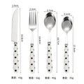 Conjunto de Talheres Retrô Coreano de Aço Inoxidável com Pontos, 4 Peças, Garfo de Bife e Colher de Manteiga, Conjunto de Talheres Domésticos para Jantar