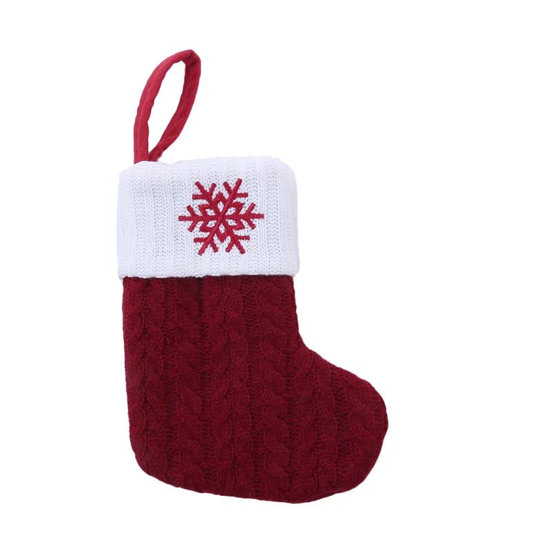 Meias de natal tricô floco de neve carta meia decoração de natal para casa 2024 ornamento de árvore de natal presente navidad natal 2025