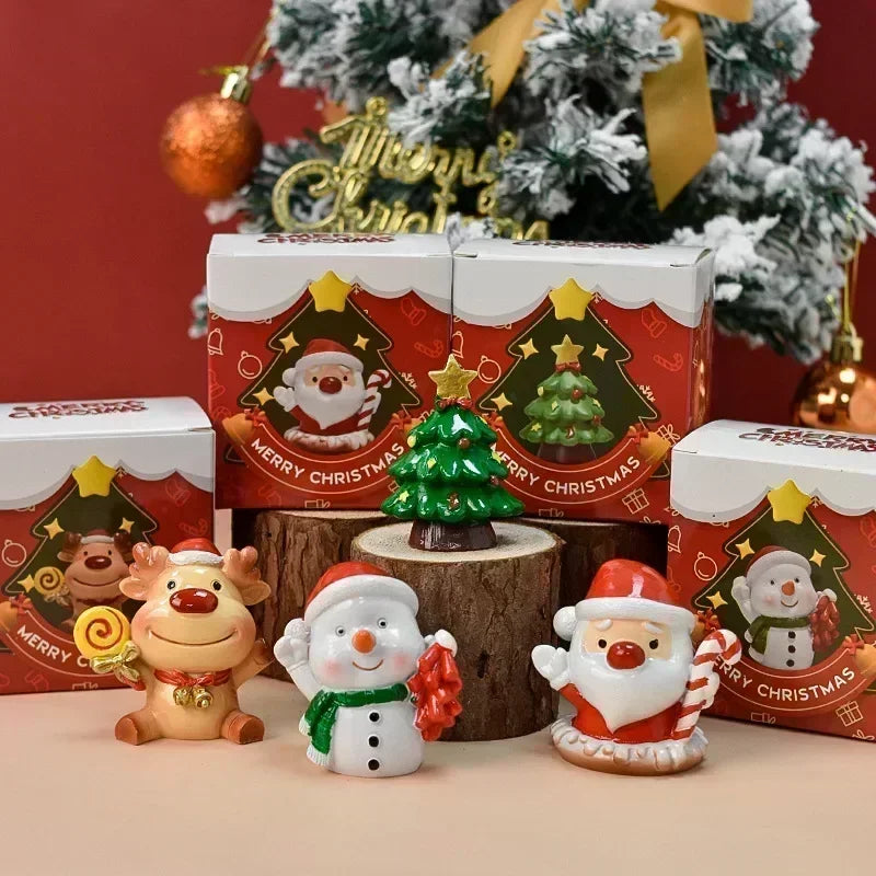 Série de natal artesanato resina animal festa criativa mini árvore de natal velha menina crianças bonito presente decoração para casa suprimentos decoração