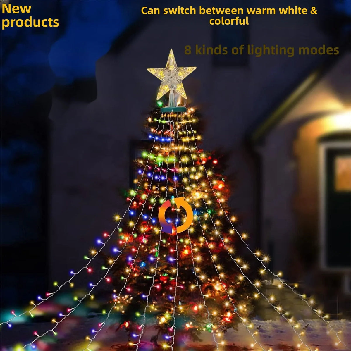 Luzes led para árvore de natal, corda à prova d'água para jardim, pátio, decoração de telhado, festa de feriado, decoração de festival