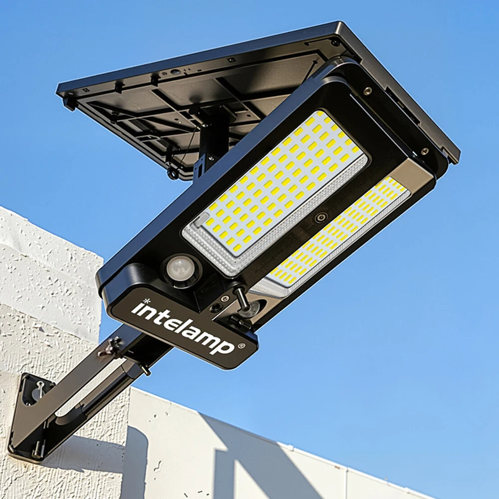 Luz de Segurança Solar para Exterior Intelamp 12500mAh com Longa Duração da Bateria e Painel Solar Super Grande para Jardim e Caminho