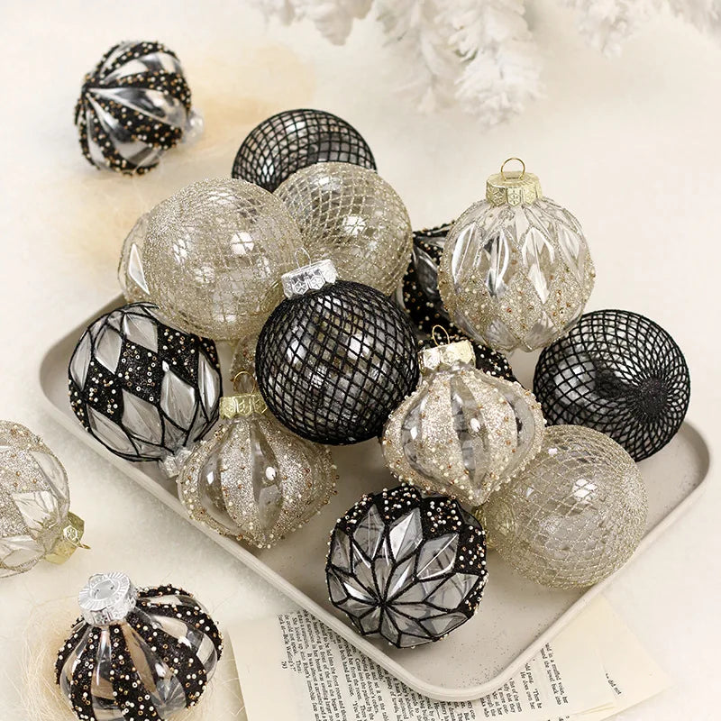 Conjunto de enfeites de bola de natal 8cm decoração de festa inquebrável pet decorações de árvore de natal bola de ouro para decoração de festa de feriado de natal