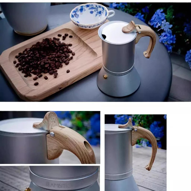 Justinlau 150ml/300ml cafeteira moka pot café percolador máquina de extração de café expresso pote de cerveja para indução casa/café