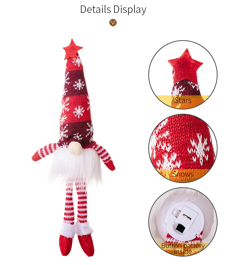 Boneco Gnomo Luminoso de Natal 2026 Sem Rosto Decoração de Casa Feliz Natal Presente de Natal para o Ano Novo