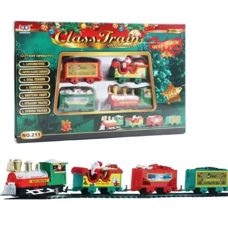 Trem Elétrico de Natal, Brinquedo de Decoração para Árvore de Natal, Trilho de Trem com Som e Luz, Carro de Trem, Presentes de Natal