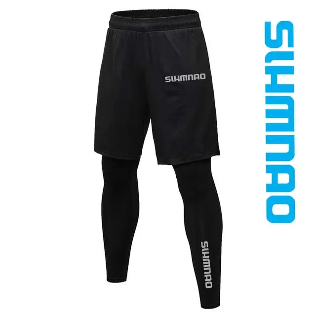 2025 Men's Outdoor Casual Quick-Drying Fishing Pants, Cycling, Hiking, and Elastic Compression Two-Piece Fitness Running Pants