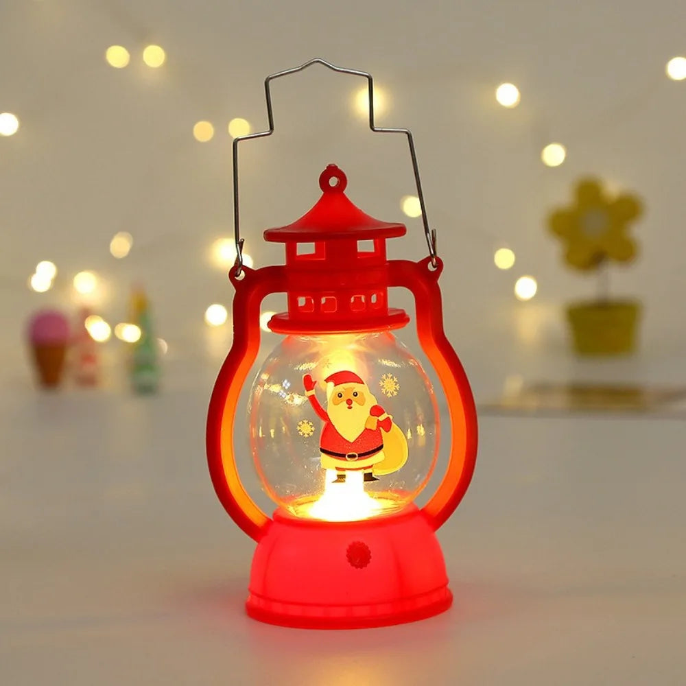 Lanterna de Natal com Luzes LED, Decoração Portátil do Papai Noel, Lâmpada a Óleo, Ornamentos de Mesa, Luz de Cavalo Brilhante, Presentes de Natal