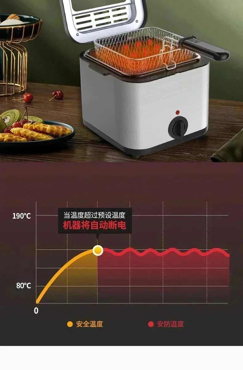 110v 220v 1000w 2.5l casa multi funcional fritadeira elétrica óleo batatas fritas asas de frango lanche máquina