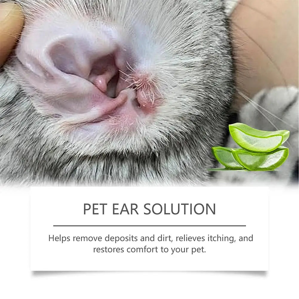 Gotas para Cuidado de Ouvidos de Animais de Estimação para Cães e Gatos Sensíveis, Seguras e Eficazes, 1/2/3 CAIXAS, Aliviam Coceira, Reduzem Odor, Líquido de Limpeza de Cera de Ouvido para Animais de Estimação