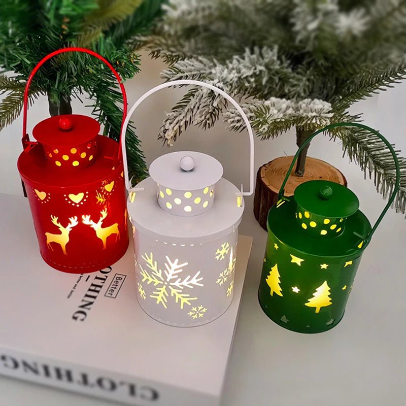 Lanternas de Natal vintage com luz LED, decoração festiva para festa doméstica, decorações elegantes - Kasa & Pet
