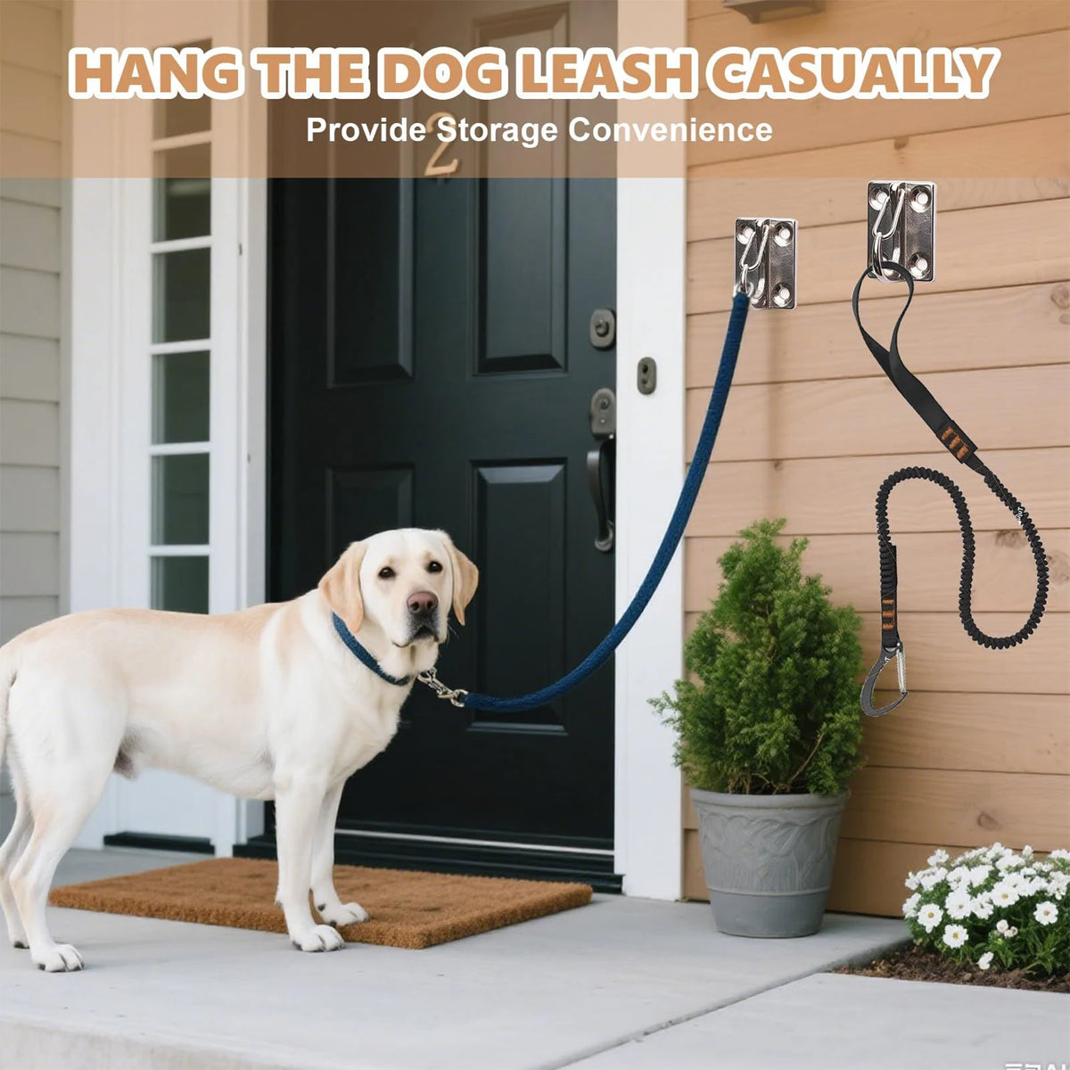 Suporte de Parede em Aço Inoxidável para Coleiras de Cães e Correntes de Animais de Estimação, com Gancho de Fixação, para Uso Externo em Cercas