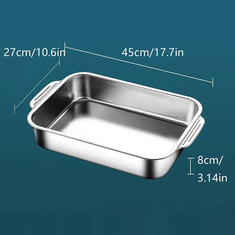 Assadeira Profunda de Aço Inoxidável, Bandeja de Cozimento com Tampa, Panela Resistente ao Calor para Forno, Ideal para Grelhar e Cozinhar Diariamente