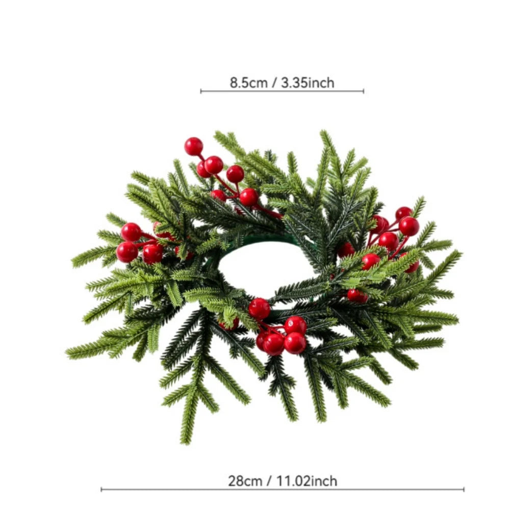 Natal vela grinalda mesa de jantar decorações clássico bagas vermelhas pinha peça central guirlanda multifuncional castiçal 2025