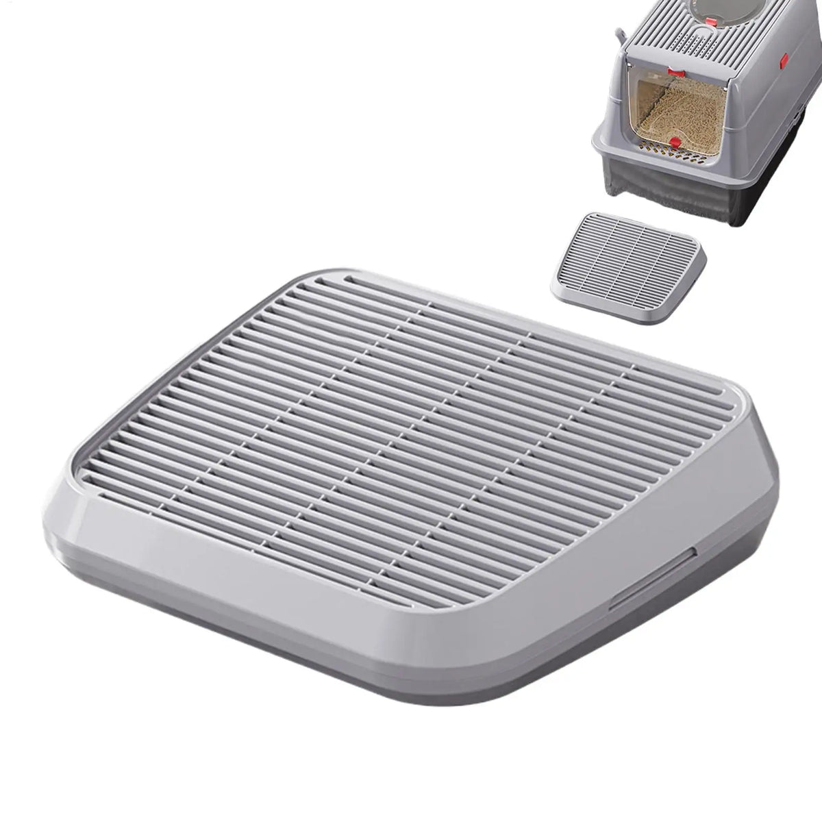 Tapete coletor de areia para gatos, rampa para gatos, bandeja com filtro de dupla camada e base antiderrapante, fácil de limpar, acessórios para limpeza.