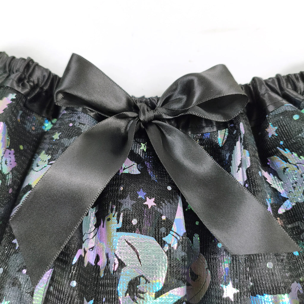 Saia de Tule para Adultos de Halloween Adornada com Morcegos, Abóboras e Estrelas, Esta Saia de Tule Laranja Tem um Laço Preto na Cintura