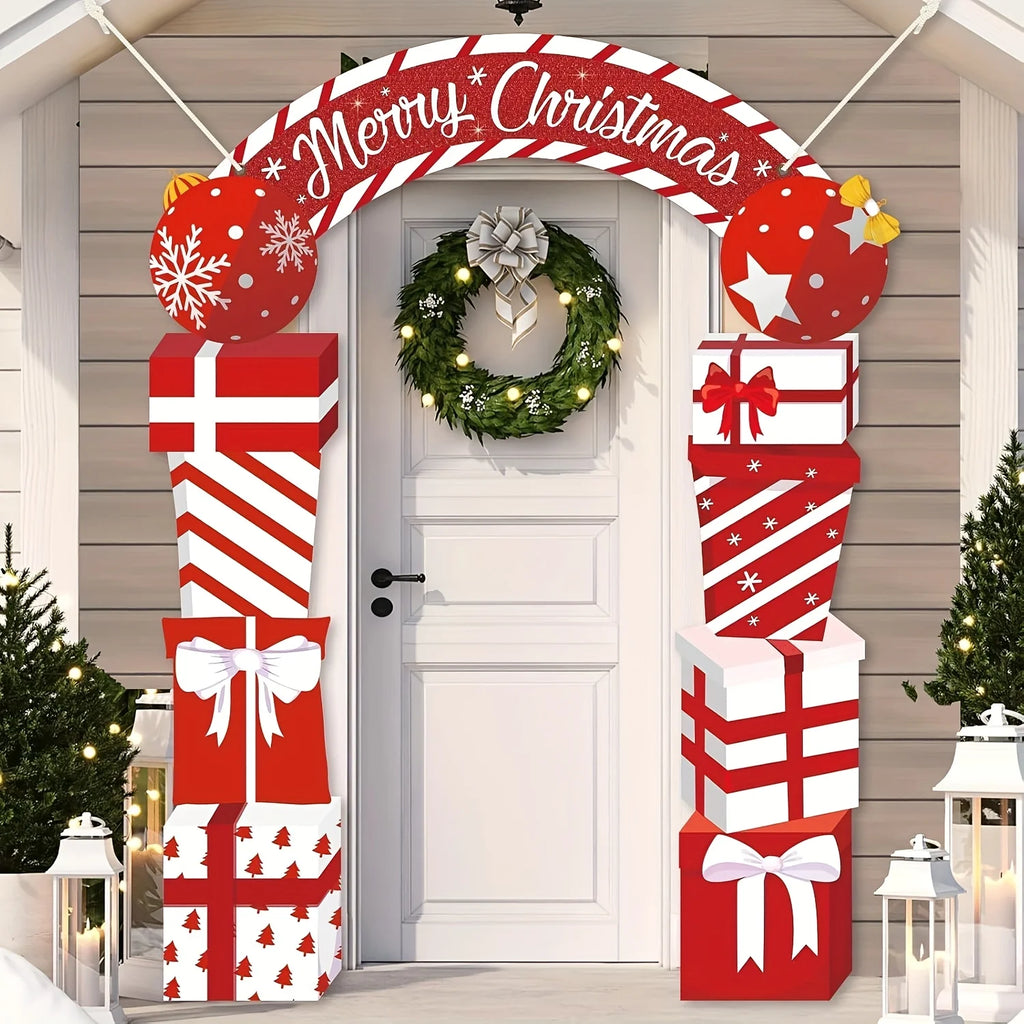 Natal pendurado porta banner feliz natal decoração para casa festival caixa de presente natal porta navidad notal noel ano novo 2026
