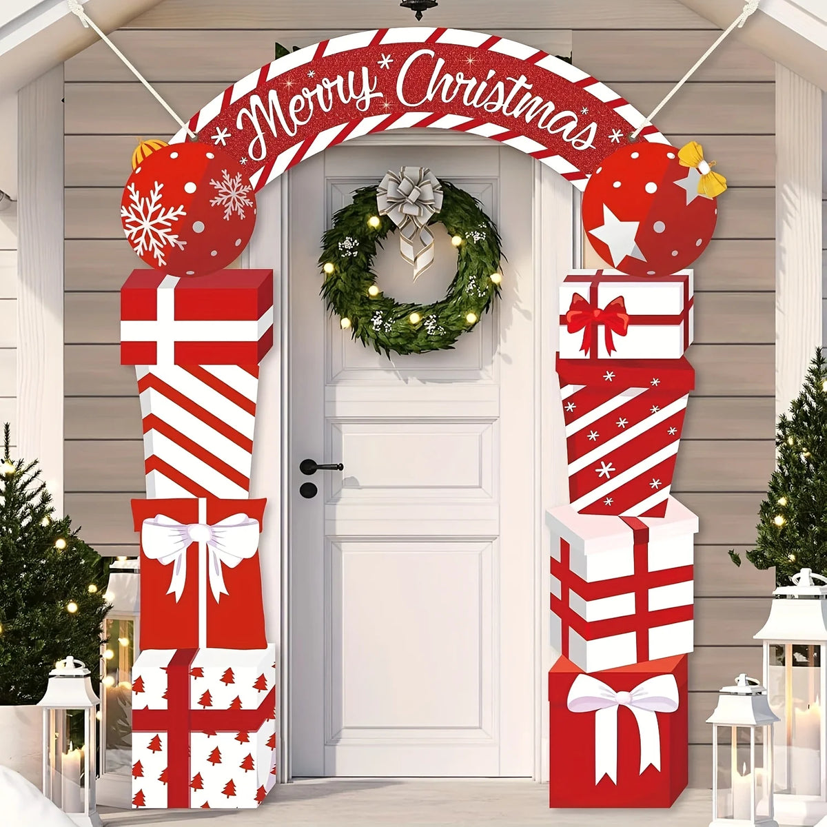 Natal pendurado porta banner feliz natal decoração para casa festival caixa de presente natal porta navidad notal noel ano novo 2026