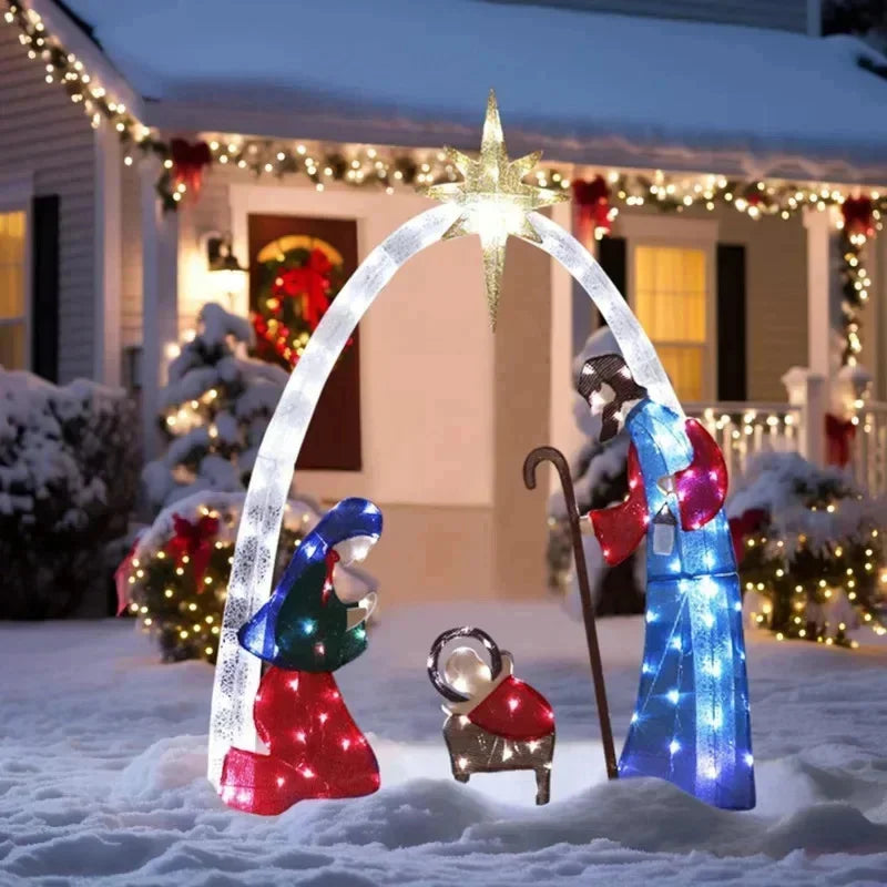 Presilha de Natal com Iluminação LED para Jardim, Decoração de Natal para Gramado, Presilha de Presépio, Enfeite de Natal, Decoração de Ano Novo