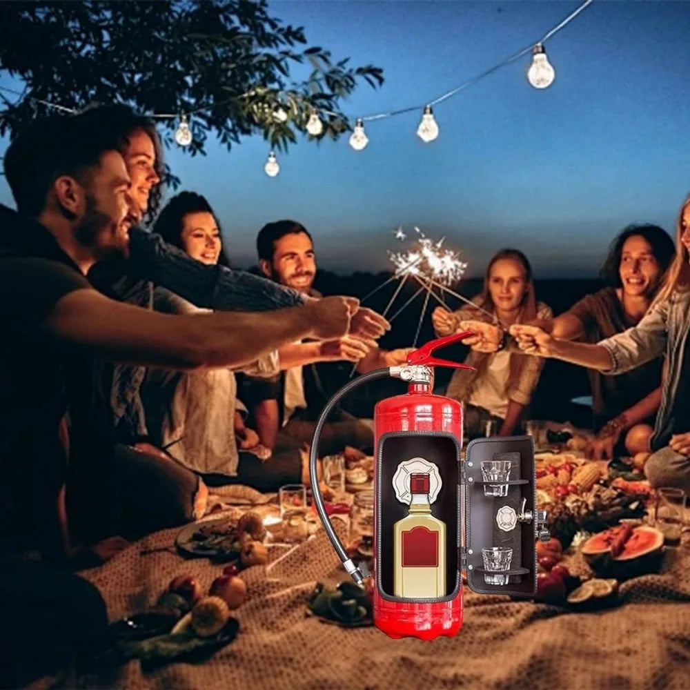 Novo armário de licor portátil metal vermelho/preto suporte garrafa extintor sistema armazenamento barra