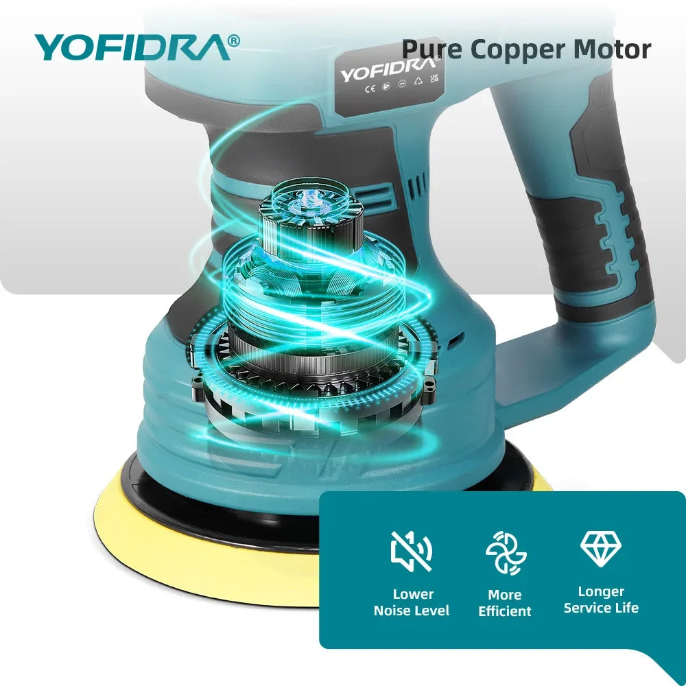 Polidora Automotiva Sem Fio YOFIDRA com 8 Velocidades Ajustáveis, Ferramenta Elétrica para Polimento, Lixamento e Selagem, Compatível com Bateria Makita 18-21V