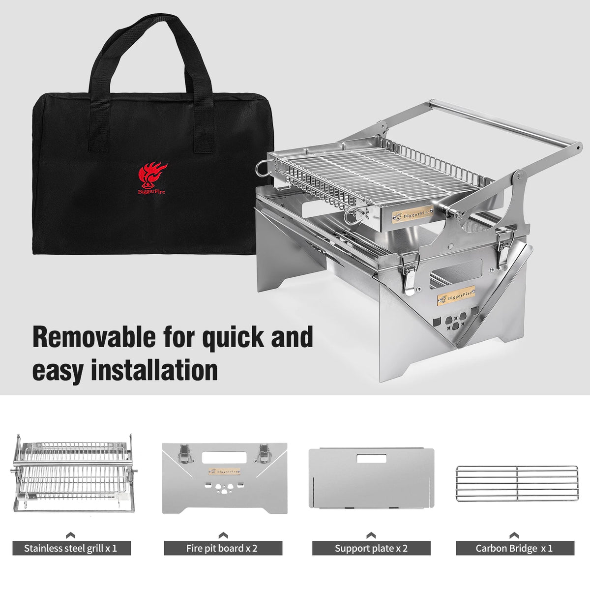 Flip Grill 360 °   Churrasqueira Rotativa, Grelha Manual com Sistema de Empurrar e Puxar para Grelhar com Carvão, Ideal para Acampamentos e Piqueniques ao Ar Livre
