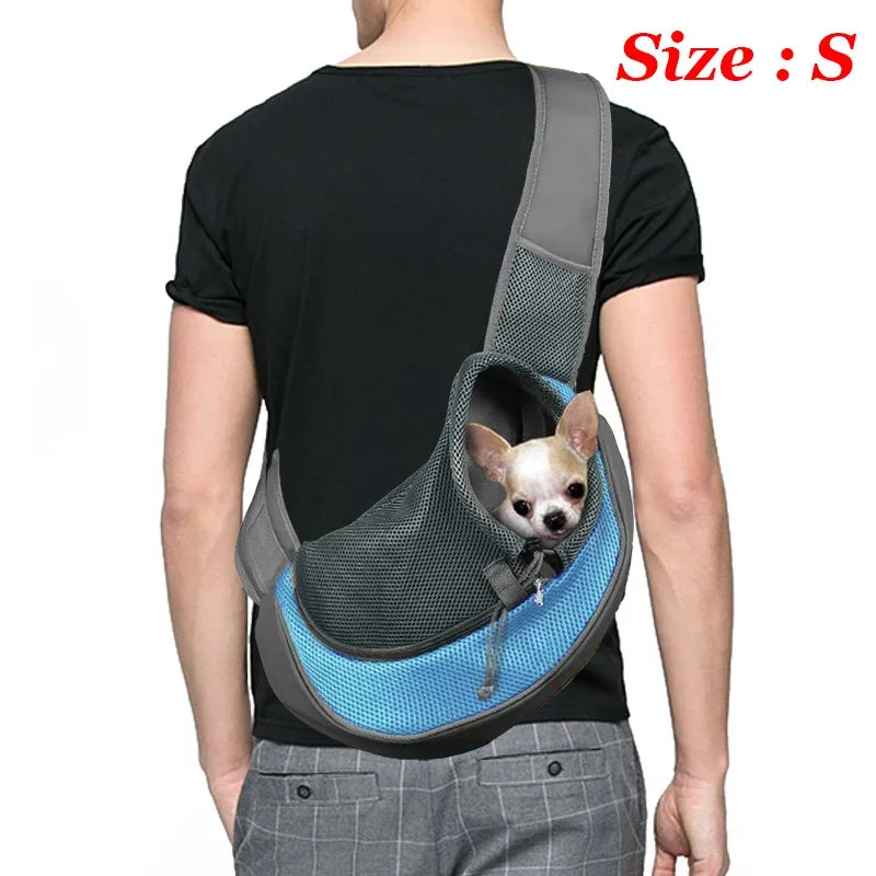 1pc cão para fora mochila, cão sling transportadora malha respirável viagem crossbody saco para filhote de cachorro gato caminhadas acampamento