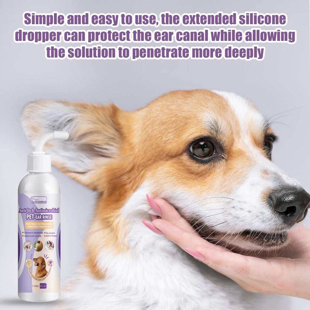 Limpador de ouvidos para cães e gatos, alivia o odor, remove cera dos ouvidos, gotas de limpeza suave, previne coceira