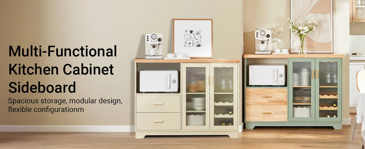 SoBuy FSB81 Buffet Buffet com 2 portas de vidro Armário de cozinha Armário de corredor Armário lateral Armário de micro-ondas