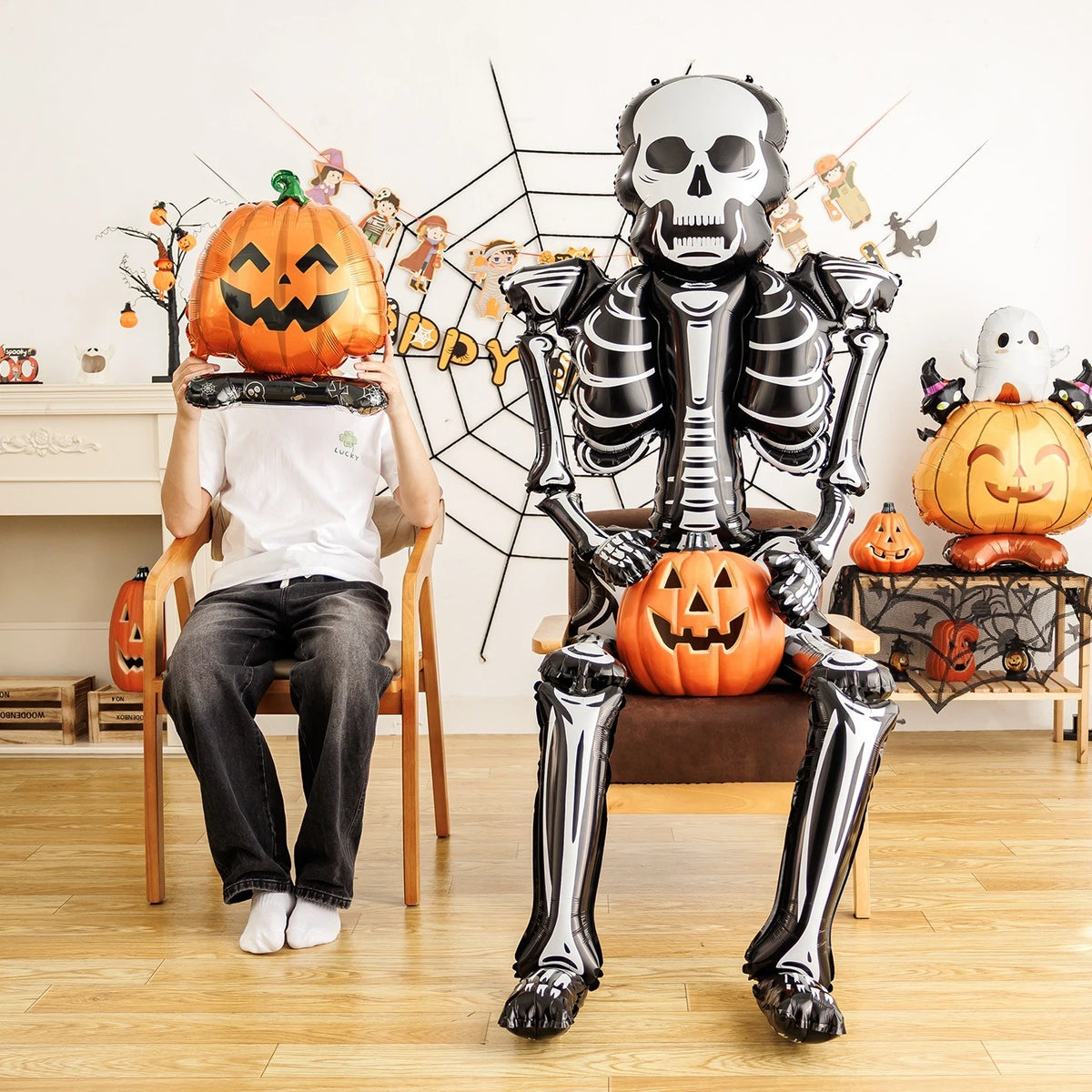 Decorações de Halloween, Balões de Esqueleto Gigantes, Decoração de Ambiente, Lojas e Bares, Ornamentos de Pátio, Decoração de Cenário, Decoração - Kasa & Pet
