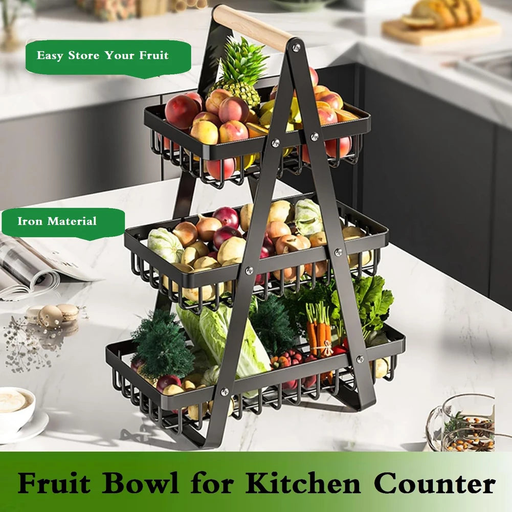 Cesta de armazenamento multifuncional de camada dupla de ferro, prateleira de mesa, mesa de armazenamento de lanche e frutas, com duas camadas de armazenamento na parte superior