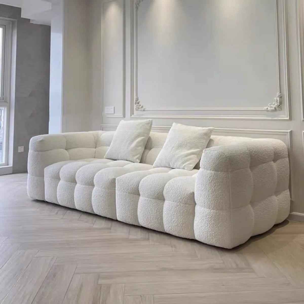 Any Size Custom Compressed Fabric Sofa Hand Tufted Design Integrated Sponge Roll Pack Shipping Multiple Color Living Room Bedroo