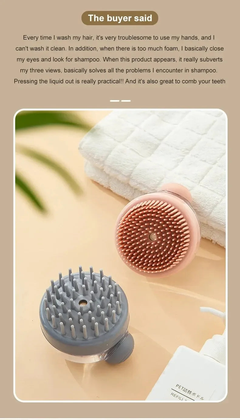Escova de banho para animais de estimação, silicone macio com dispensador de shampoo, massagem suave para aliciamento e limpeza de pele e cabelo
