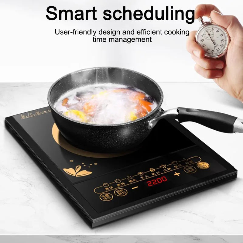 DMWD-Fogão Elétrico de Indução Magnética, Panela Quente Pequena Impermeável, Fogão De Aquecimento, Touchpad, Prato De Frite, Forno De Cozinha, UE, Casa