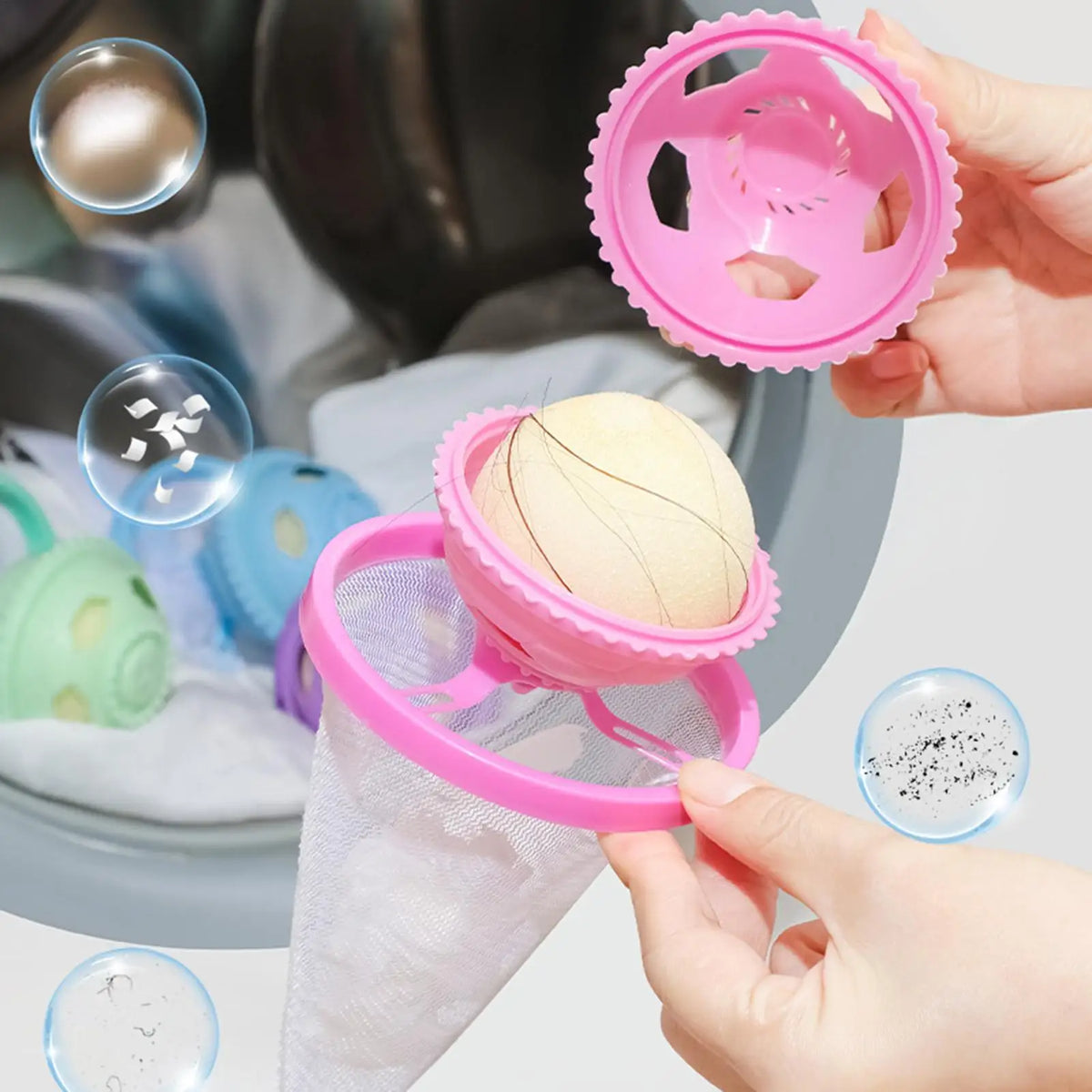 Removedor de Pelos de Animais para Lavanderia, Flutuante, Reutilizável, com Filtro de Esponja Integrado, Removedor de Pelos de Cães para Salão de Estética Animal e Uso Doméstico