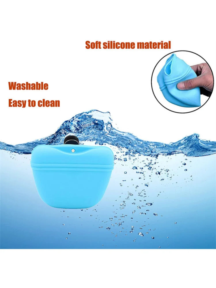 Saco de silicone para tratamento de cães, saco portátil para treinamento de cães, alimentador ao ar livre, bolsa para lanche de cachorro, saco de armazenamento de recompensa de alimentos, suprimentos para animais de estima