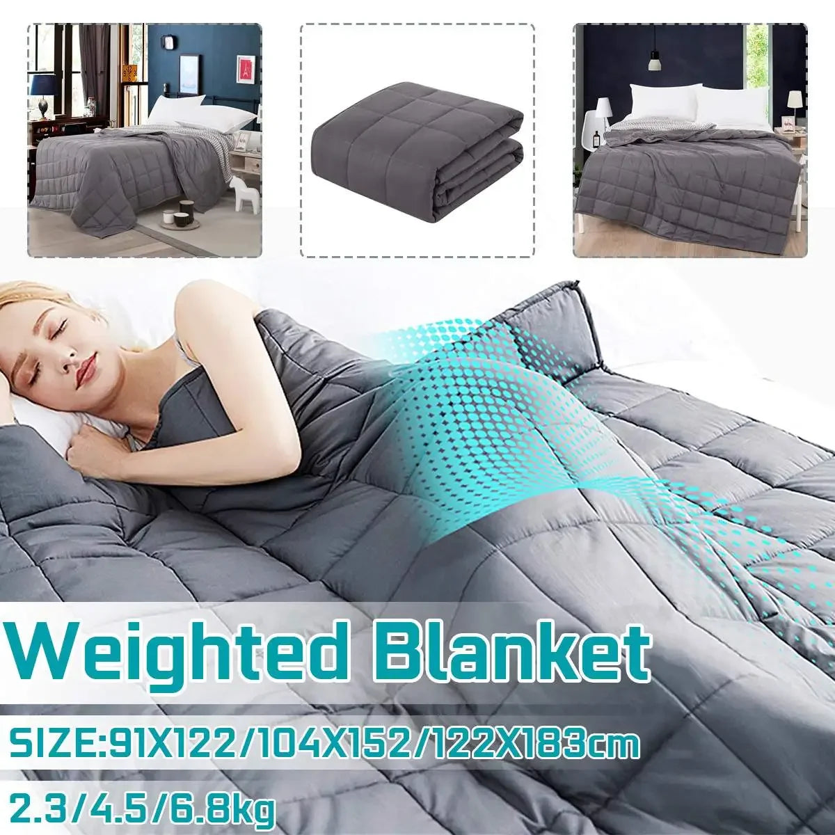 Cobertor pesado para adultos, cobertores ponderados, descompressão, ajuda a dormir, pressão, dormir, cama, 6 tamanhos