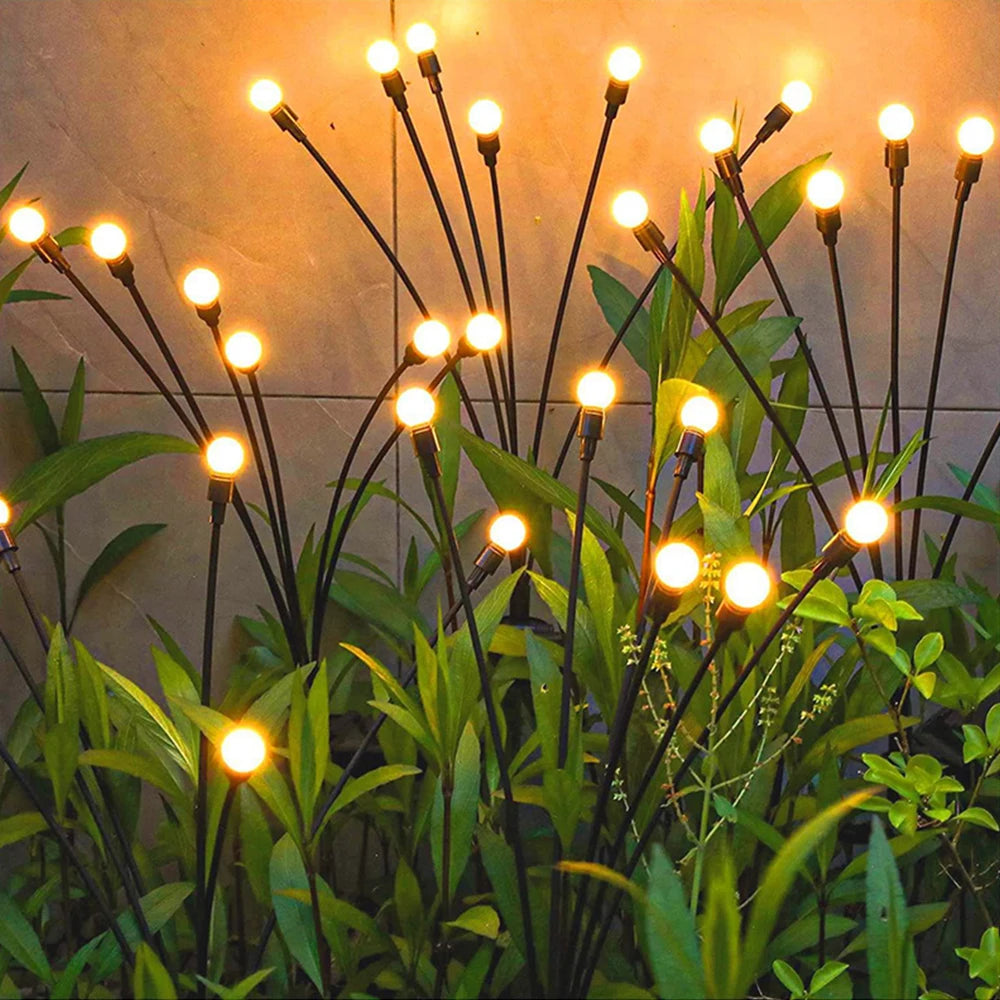 6/8/10led firefly luz solar led, decoração de jardim ao ar livre luzes de paisagem, lâmpadas de gramado, terraço de casa de casamento de natal
