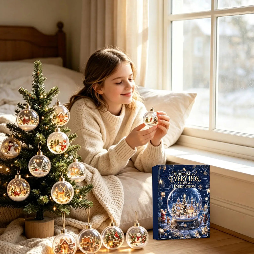 Calendário de contagem regressiva para o Natal, com motivos de paisagem nevada, enfeites reutilizáveis, modelo clássico de 24 dias, enfeites de acrílico planos para guardar como lembrança, ideal para proprietários de ca