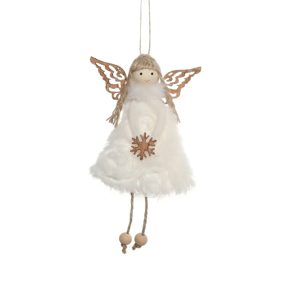 Natal Pendurado Malha Sequin Saia, Anjo Xmas Árvore Pingente Enfeites, Decoração de Casa, Noel, Presentes, 2022