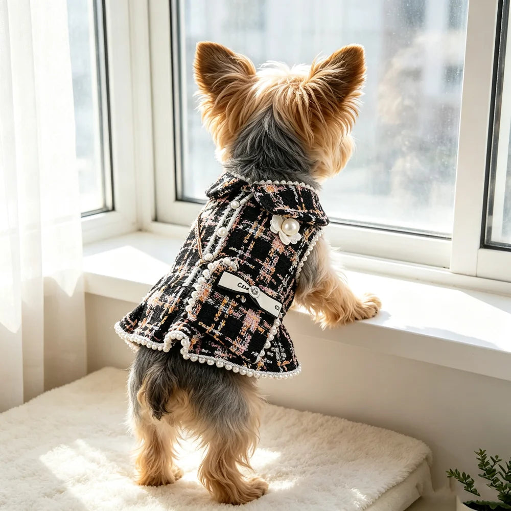 Fantasia de cachorrinho pérola para cães pequenos, chihuahua, yorkie, outono, inverno, roupa de princesa para animais de estimação, halloween, para gatos fêmeas