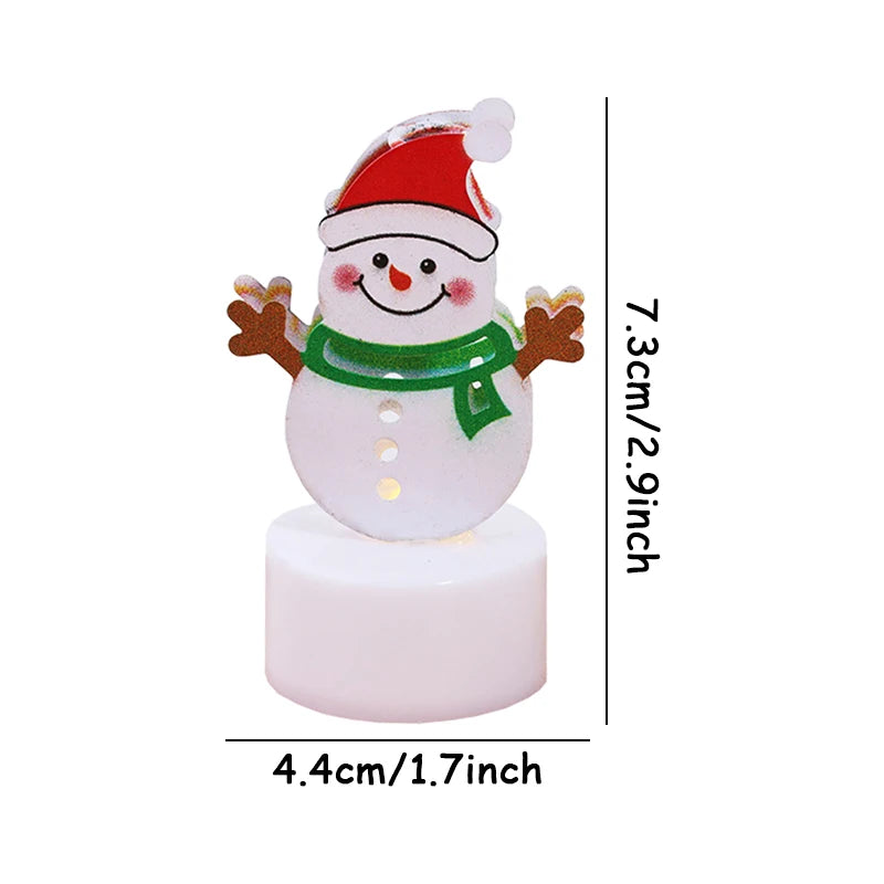 LED Christmas Candle Lamp Decorações, pequena Santa, boneco de neve, árvore de Natal, Holiday Night Lights, Home Party, Jardim