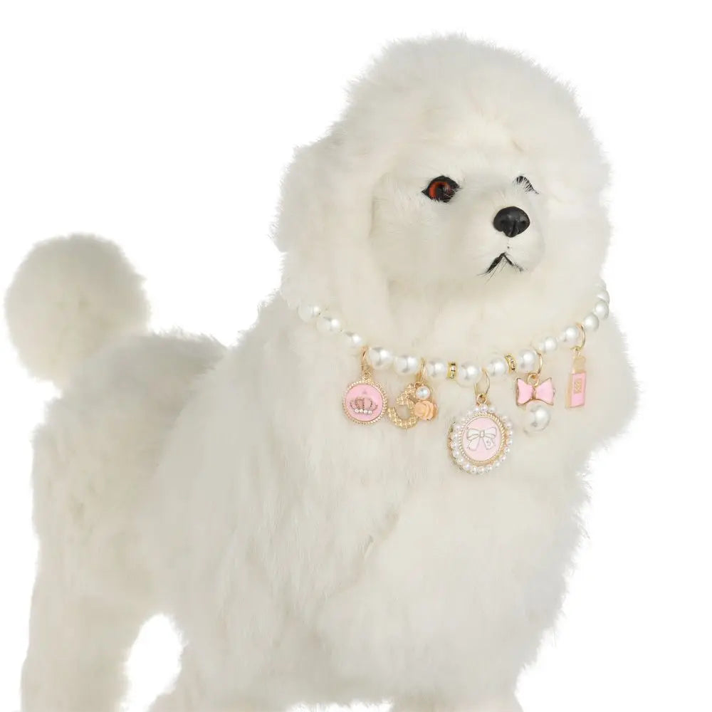 Produtos para animais de estimação, joias para gatos, coleira fofa, cachorro, gato, princesa, arco, colar de pérola para animais de estimação, ajustável