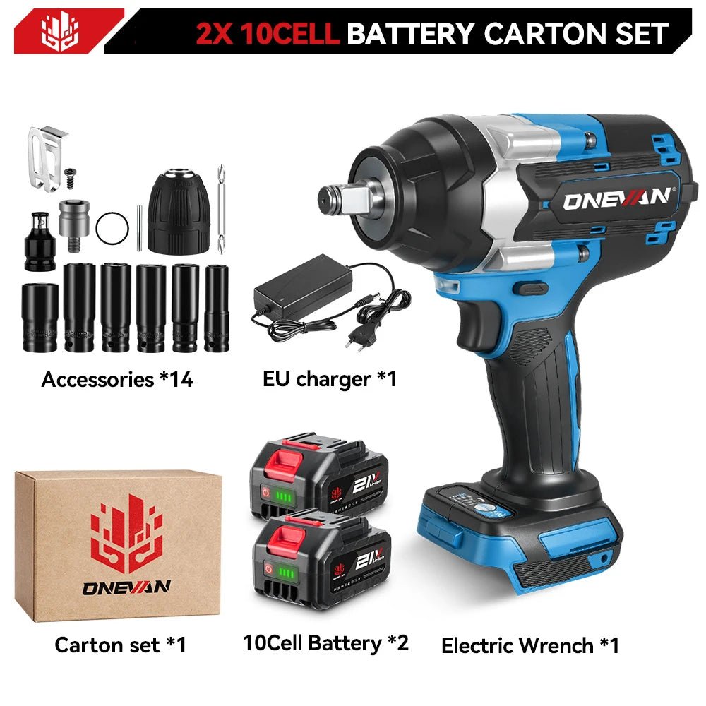 Onevan 1800n.m chave elétrica sem escova 1/2 polegada chave de impacto sem fio chave de fenda ferramenta reparo do carro para makita 18v bateria pino
