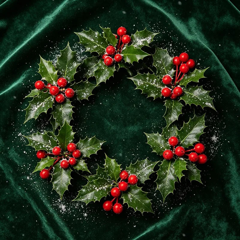 Guirlanda de Natal com Azevinho Artificial, Bagas Vermelhas, Folhas Verdes, Enfeites para Árvore de Natal, Guirlanda, Buquês DIY