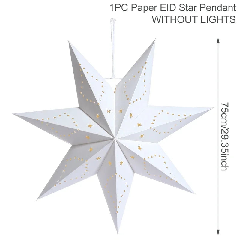 Estrela oca pendurado pingentes ramadan decoração 2024 para casa navidad natal noel presentes enfeites de natal ano novo 2024