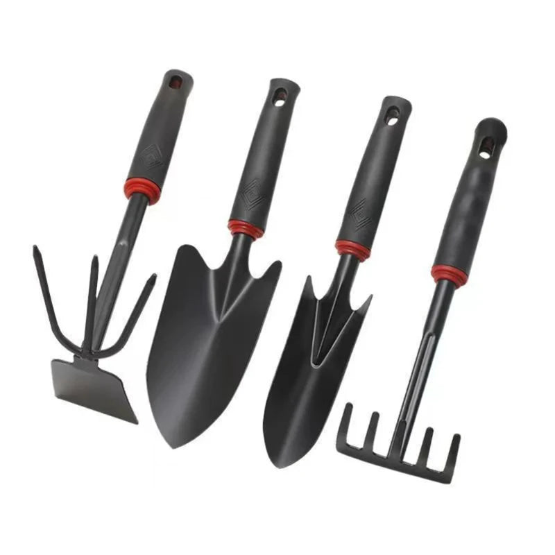 Conjunto de Ferramentas de Jardinagem Mini com 4 Peças, Incluindo Pá, Rastelo e Enxada para Plantio de Flores e Vegetais, Equipamento de Jardinagem Manual para Casa e Jardim